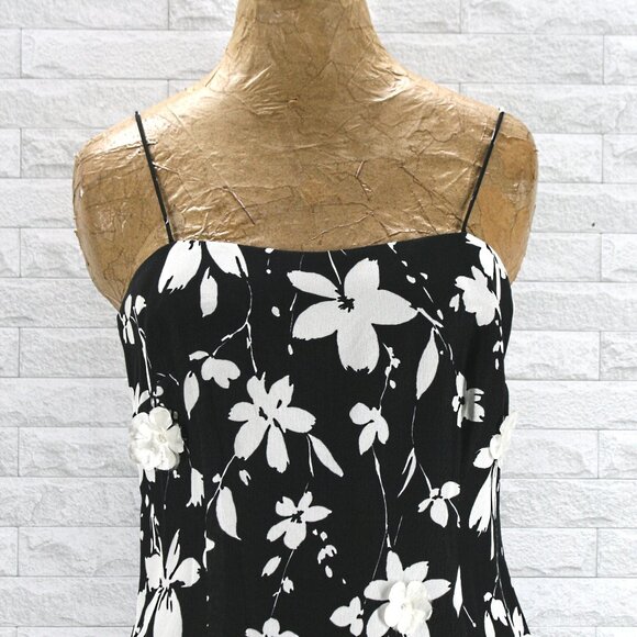 VINTAGE J. RIBKOFF COUTURE Dress Sheath Black White Dimensional Floral Midi 10 - Picture 2 of 12